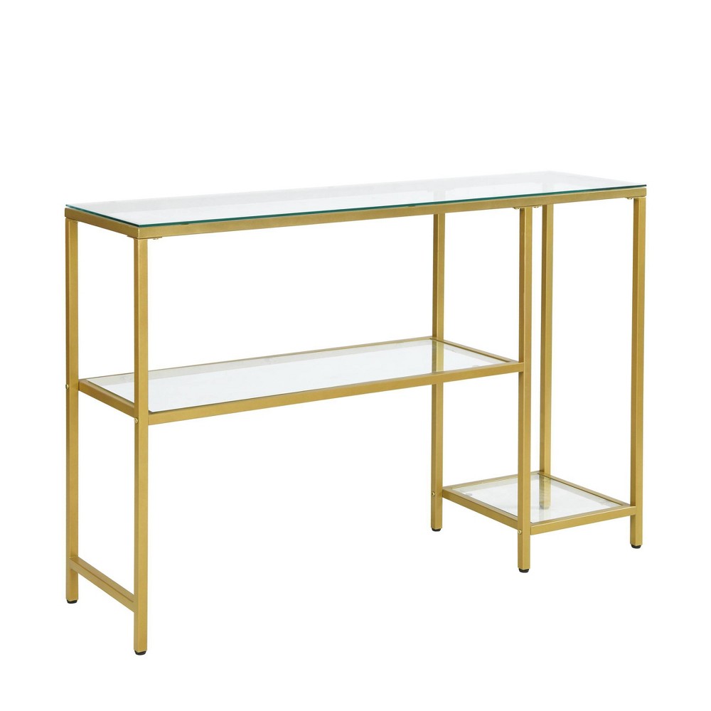 Photos - Coffee Table Rayna Console Table with Shelves Gold - Carolina Chair & Table