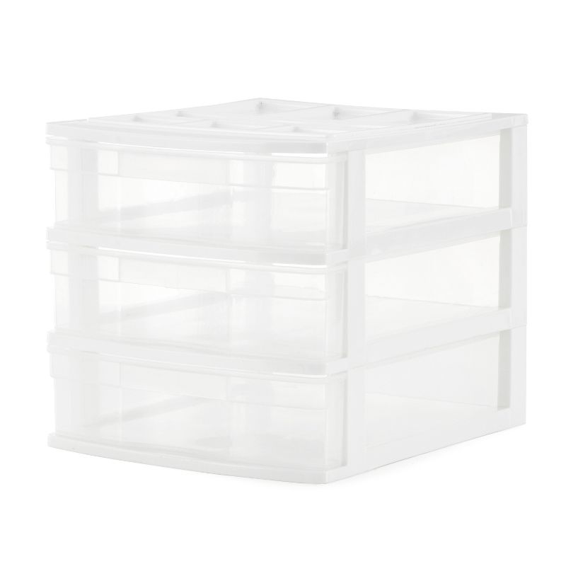 Gracious Living Clear Mini 3 Drawer Desk and Office Organizer with Top Storage for Storing Cosmetics, Arts, Crafts, and Stationery Items, 1 of 7