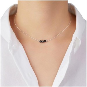 925 Sterling Silver Choker Necklace, Handmade with 3 Birthstone Beads for Women - 1 of 1