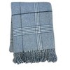 HomeRoots 50" X 67" Denim Blue And White Cotton Blend Woven Plaid Throw Blanket with Fringe - 4 of 4