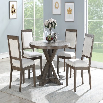 48" Contemporary Transitional Round Dining Table in Washed Gray