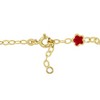 EVERLY JEWELRY | 14K Yellow Gold Pink Enamel Flower Charm Station Bracelet, 7 inch - 2 of 4