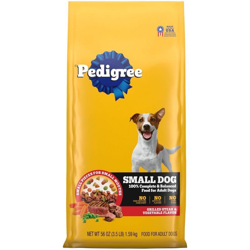 Pedigree Grilled Steak & Vegetable Flavor Small Dog Adult Complete Nutrition Dry Dog Food, 1 of 11