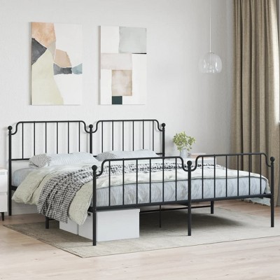 vidaXL Metal Bed Frame with Headboard and FootboardBlack 76 in.x79.9 in. King