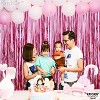 KatchOn, Pink Backdrop for Pink Party Decorations - XtraLarge 3.2x8 Feet, Pack of 2 | Pink Foil Fringe Curtain - 2 of 4