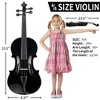 AZL1 Life Concept Orchestral String Instruments Complete 4/4 Violin Beginner Set with Hard Case and Full Accessories, Black, 31.5"*10.24"*5.12" - 4 of 4