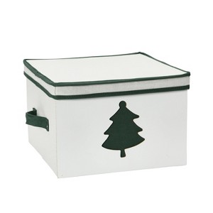 Household Essentials Medium Holiday Storage Box Green: Canvas Decorative Storage Box, 13"x13"x8.5", Spot Clean - 1 of 4