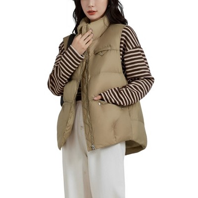 Womens Puffer Vest Ladies Sleeveless Zip Up Outerwear Warm Lightweight Down all Winter Jackets Coats