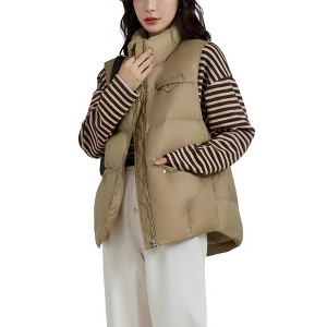 Womens Puffer Vest Ladies Sleeveless Zip Up Outerwear Warm Lightweight Down all Winter Jackets Coats - 1 of 4