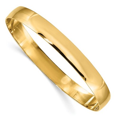 Black Bow Jewelry 8mm 14k Yellow Gold Solid Polished Half-Round Slip-On Bangle Bracelet
