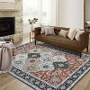 8'x10' Washable Boho Vintage Floral Rug, Non-Slip Backing, Low Pile, Foldable, Stain Resistant, Bedroom, Living Room, Guest Room, Office, Grey - 2 of 4