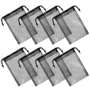 Generic 8 Pcs Mesh Bags, Small Mesh Bags Drawstring Rock Collecting Bag Black - 1 of 4