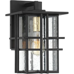 Possini Euro Design Arley Rustic Wall Light Sconce Black Hardwire 8" Fixture Clear Seeded Glass for Bedroom Bathroom Vanity Reading Living Room House - 1 of 4