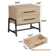 Nightstand w/ Drawers Light Wood Bedside Table, Wide Side Table w/ Metal Legs, Modern Night Stand Bed Side Tables for Bedroom Living Room - 2 of 4