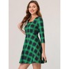 INSPIRE CHIC Women's Plaid Square Neck Pockets High Waist 3/4 Sleeve A-Line Dress - 3 of 4
