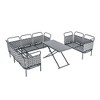 YOOCOZZ Woven Rope 5-Piece Patio Sectional Sofa Set with Glass Table and Cushions-Gray+Beige - 4 of 4
