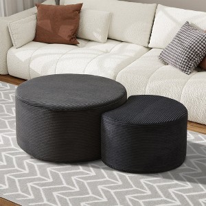Aortzio Round Coffee Table Set of 2,Modern Upholstered Nesting Coffee Tables for Living Room - 1 of 4