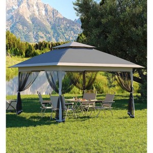 Gazebo Tent 13x13 Pop Up Instant Canopy Tent with 4 Sand Bags & Mosquito Netting for Backyard Garden Patio, Height Adjustable - 1 of 4