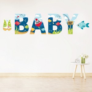 Big Dot of Happiness Let's Go Fishing - Peel and Stick Fish Themed Baby Shower Standard Banner Wall Decals - Baby - 1 of 4