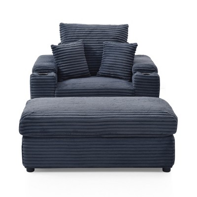 VYNXARIA Oversized Accent Chair with Ottoman, Single Sofa Chair with Large Seat and Extra Wide Armrests,Gray