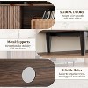 Homhougo Fluted TV Stand for 75 Inch, Boho Entertainment Center with Sliding Doors, Media Cabinet Furniture Walnut - 4 of 4