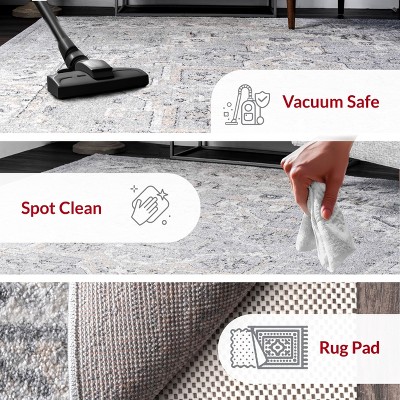 Gena Light Gray 9' x 12' Synthetic Medallion Area Rug