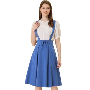 INSPIRE CHIC Women's High Waist Overall Corset Skater Suspender Dresses - 1 of 4