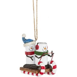 Ganz S'mores Resin Holiday Ornament, Toboggan Riding Snowman - 1 of 1
