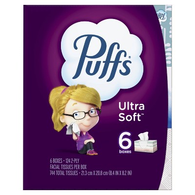 Puffs Ultra Soft Facial Tissue - 6pk/124ct