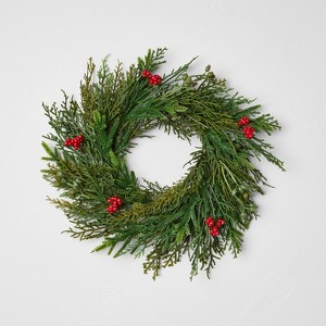 12" Mini Cypress and Red Berry Artificial Steam - Hearth & Hand™ with Magnolia - 1 of 3