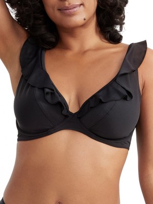 Freya Women's Jewel Cove Ruffled Bikini Top - As7230 32d Black Solid :  Target