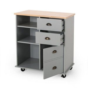 NicBex 31.5Inch Rolling Kitchen Island with 2 Drawers and 1 Door,Mobile Kitchen Island Cart with 3 Shelves,Black/Gray - 1 of 3