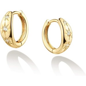 Cubic Zirconia Huggie Earrings 14k Gold Plated Tiny Earrings Small Huggie Hoop Earrings Simple Lightweight Hoops Gift for Women - 1 of 4