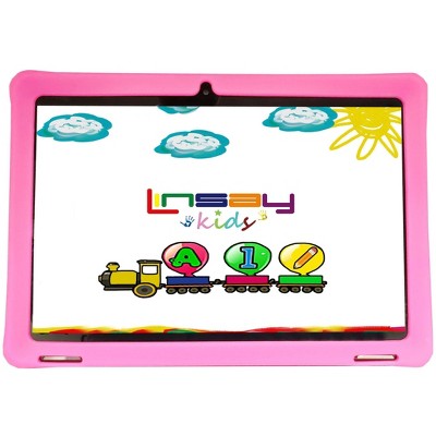 LINSAY 10.1"Octa Core 128GB Storage Android 14 Tablet with Yellow Kids Defender Case