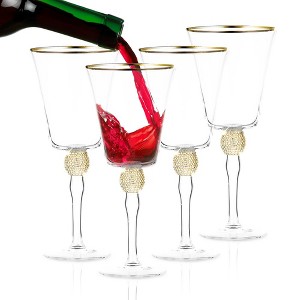 Berkware Luxurious Sparkling Studded Wine Goblet with Elegant Rim Design - 14.7oz - 1 of 4
