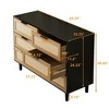 NicBex 6-Drawer Rattan Dresser,Chest of Drawers with Rattan Design,Wooden Dressers for Bedroom,Living Room,Natural Style,Oak/Black - 3 of 4