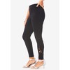 Roaman's Women's Plus Size Lace-Inset Essential Stretch Legging - 4 of 4