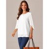 Seta T Women's Casual Round Neck 3/4 Sleeve Double Layered Chiffon Blouse - 2 of 4
