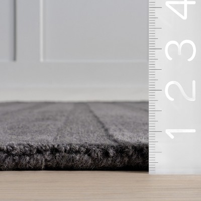 Gray Handmade Wool Tufted Striped Rectangular Area Rug