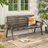 Tangkula Outdoor Fir Wood Bench w/ Foldable Middle Table w/ Backrest & Armrests - 2 of 4