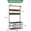 3-in-1 Hall Tree with Shoe Bench - 43.3x19.7x5.1 Inches, with Sturdy Hooks,Fire Cloud Color - 3 of 4