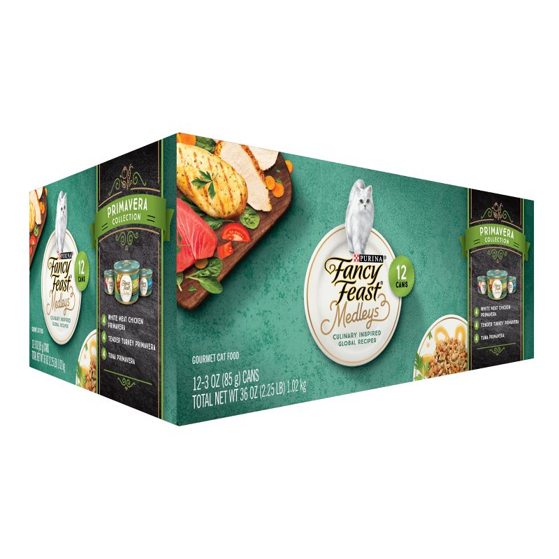 Purina Fancy Feast Medleys with Tuna,Chicken and Turkey Gourmet Wet Cat Food In a Classic Sauce Primavera Collection - 3oz/12ct Variety Pack, 5 of 10