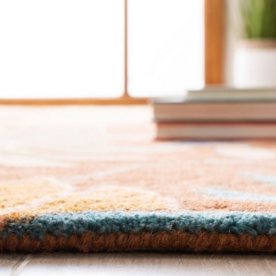 Handmade Brown and Multicolor Wool and Viscose Area Rug