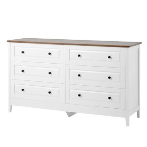 AEELLEEA Chest of Drawers 6 Drawer Organizer Storage Chest Cabinet for Bedroom Living Room Hallway Entryway White - 1 of 4