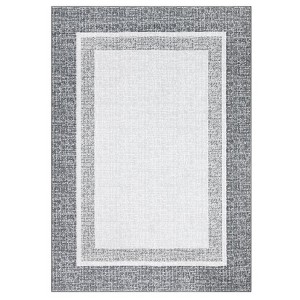 Beige Indoor Modern Soft Non Slip Geometric Bordered Area Rug Washable Throw Carpet 2 x 6(ft) - 1 of 4