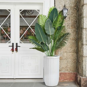 31 Inch Tall Planter Self Watering Pots Flower Pots with Water Level Monitor, Wheels, Ideal for Living Room, Bedroom Office, Patio, Porch, Garden - 1 of 4