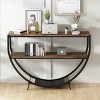 48'' Rustic Industrial Demilune Console Table with 3-Tier Storage Shelf and Textured Metal Frame for Entryway,Living Room-Baofuwish - 2 of 4