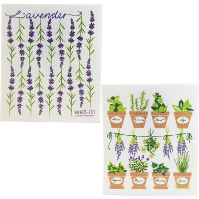 Swedish Dish Cloth 7.75" Lavender & Fresh Herbs Eco Friendly  -  Dish Cloth