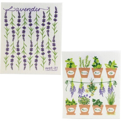 Swedish Dish Cloth 7.75" Lavender & Fresh Herbs Eco Friendly  -  Dish Cloth