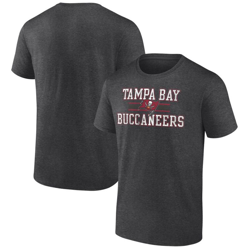 NFL Tampa Bay Buccaneers Men&#39;s Team Striping Gray Short Sleeve Bi-Blend T-Shirt, 1 of 4